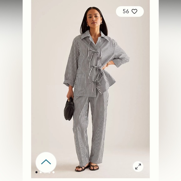 NWOT Sleeper Cotton-Poplin Set navy white $328 stripes bow front spring Casual - Picture 2 of 16